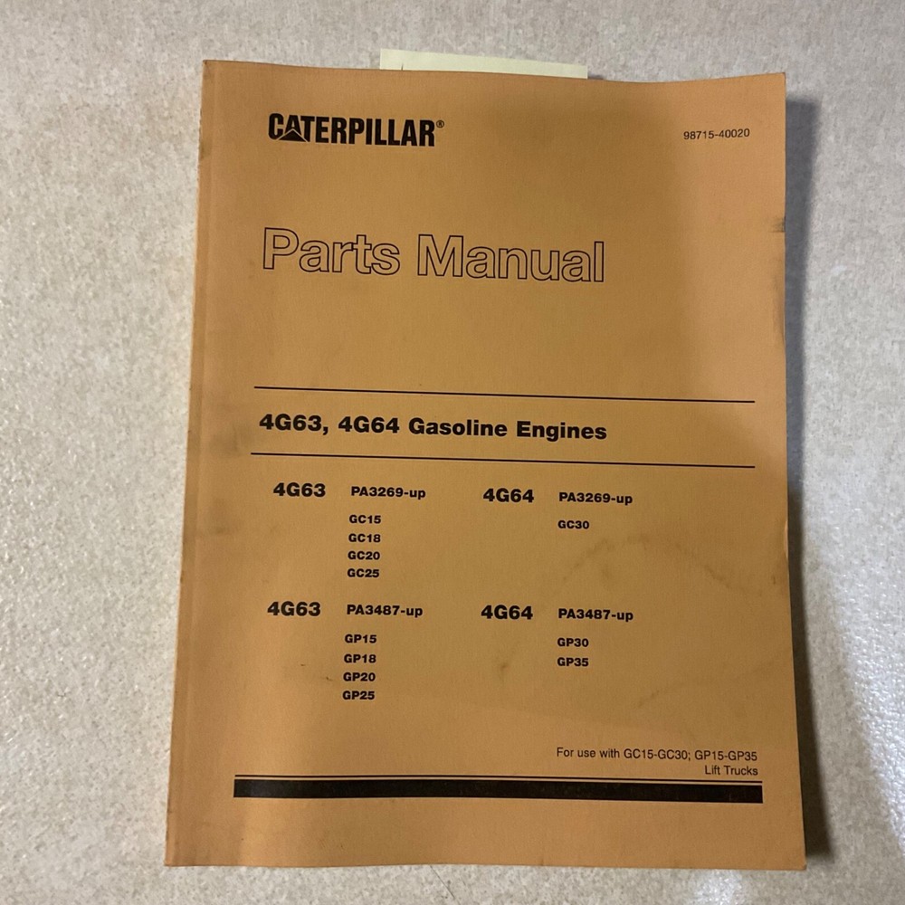 CAT Caterpillar 4G63 4G64 ENGINE PARTS MANUAL BOOK CATALOG LIST FORK LIFT TRUCK