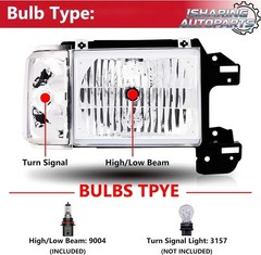 87-91 F150 F250 F350 Bronco Headlights Chrome Clear Reflector E9TZ13008D