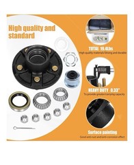 Saree 2 Sets 3500Lbs Trailer Hub Kit 5 Bolt 4.5″, 5 Lug Trailer Hub Fit 1-1/16″