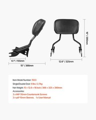 Detachable Motorcycle Passenger Backrest, Compatible with Harley-Davidson Tourin