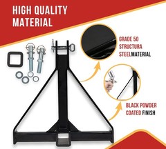 3 Point 2″ Receiver Trailer Hitch – Draw Bar Adapter Category 1 Tractor Tow