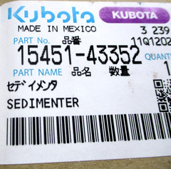 15451-43352 GENUINE OEM KUBOTA SEDIMENTER DIESEL FUEL WATER SEPERATOR