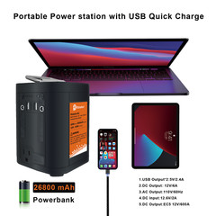 AC Output Multi-purpose Energy Storage Battery with LED Light & USB 26800mAh