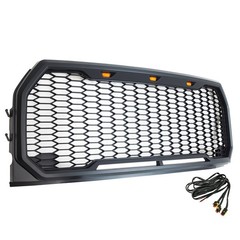 FRONT GRILLE HONEYCOMB MESH GRILL FOR 2015-2017 F150 PICKUP MATTE BLACK