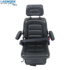 Suspension Adjustable Forklift & Tractor Seat Backrest Armrest Safety Belt