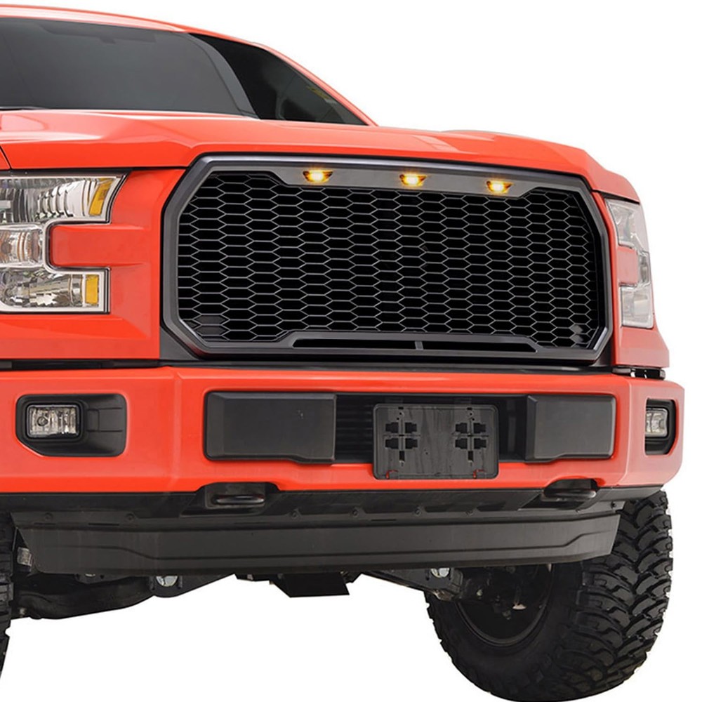FRONT GRILLE HONEYCOMB MESH GRILL FOR 2015-2017 F150 PICKUP MATTE BLACK