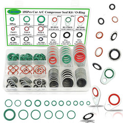 195PCS A/C Seal Kit, O-Ring Assortment, AC Gasket Seal, R134A Refrigerant