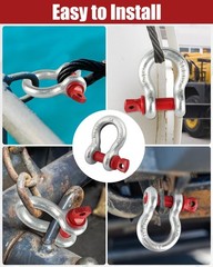 ZORUNNA 5 Pcs 3/8” D Ring Anchor Shackles, 0.5 inches x 2 inches, Red