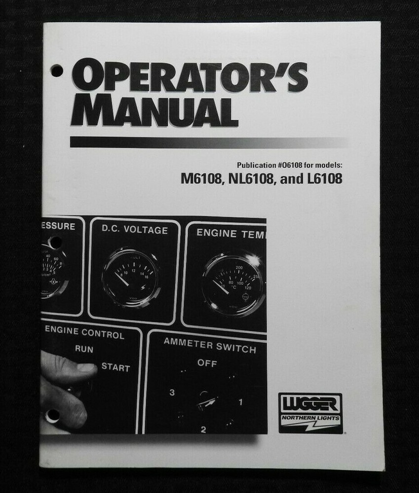 NORTHERN LIGHTS LUGGER M6108 NL6108 L6108 DIESEL GENERATOR SET OPERATORS MANUAL
