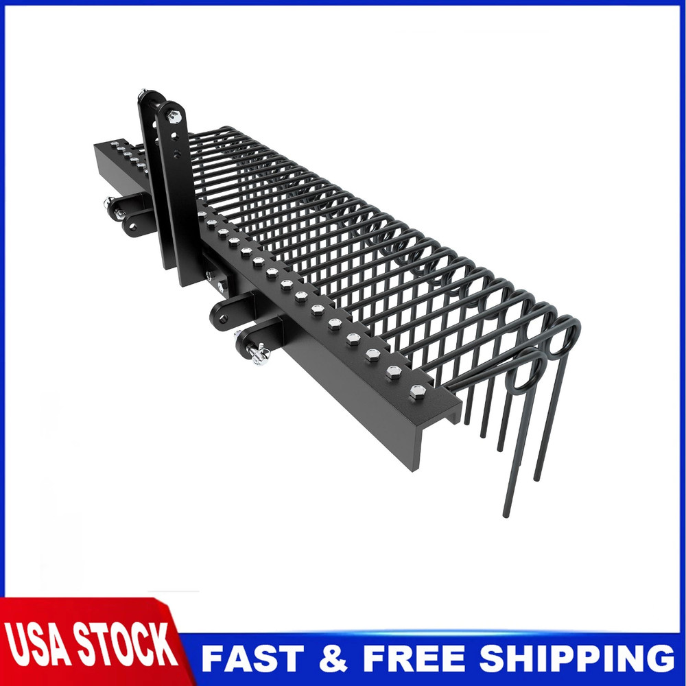 60″ 3 Point Pine Straw Landscaping Rake For Cat 0 Cat 1 Tractor Rake Attachments
