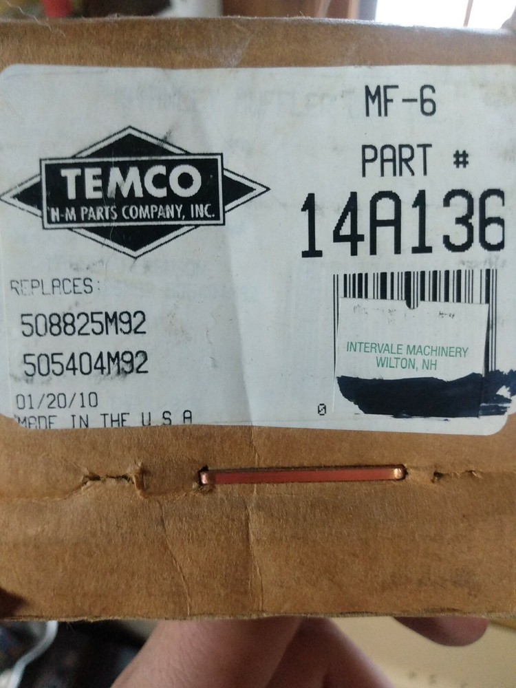 NOS Temco MF-6 14A136 Muffler 508825M92 505404M92