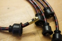 Ford 8N Black & Red Deluxe Cloth Spark Plug Wires Late Model 1950 51 52