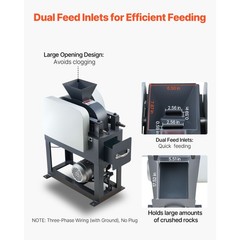 Uimoso 220V Double Roller Crusher with Dual Feed Inlets, 2.56×0.59 inch