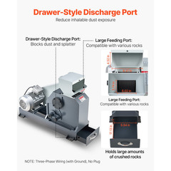 Jaw Crusher 7.87 X 9.65″ Feed Size Rock and Stone Crushing Machine 220V