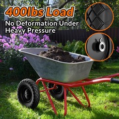RONPOW 4.80/4.00-8 Flat Free Wheelbarrow Tire and Wheel, 16″ 16 inches, Black