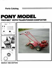 Roto Tiller Parts Catalog Fits 1985 Troy Bilt Pony 5HP March 1985