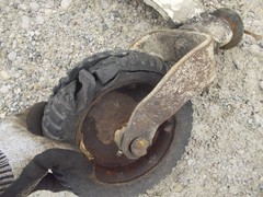 IH International 3160U Belly Mower front guide DAMAGED wheel w/ mounting bracket