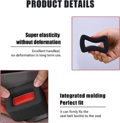 2 Pack Seat Belt Buckle Holder, Silicone Auto Rear Seatbelt Buckle BoosterBlack