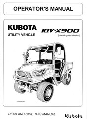Kubota 2018 RTV-X900 Utility Vehicle Operations & Operators Complete Manual