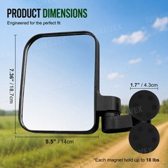 2PC Tractor Rear Side Mirrors Rated Magnetic Mirror LH& RH For Kubota John Deere