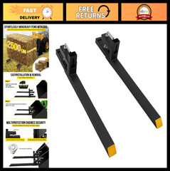 Heavy Duty 2500lbs Clamp-On Pallet Forks for Tractor Loader & Skid Steer, Quick