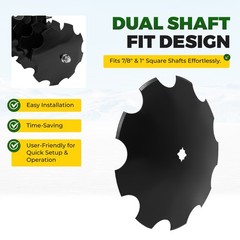 1 pcs 18″ Disc Harrow Blade 3.5mm 9-Gauge Notched For 1″ OR 1-1/8″ Square Axle