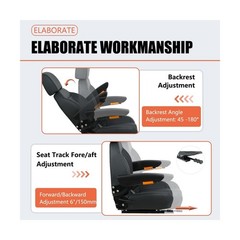 TICSEA Universal Tractor Seat, Forklift Seat with Seatbelt and Adjustable Bac…