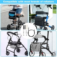 14Pcs Brake Cable Drive Rollator Replacement Parts, Parts Black