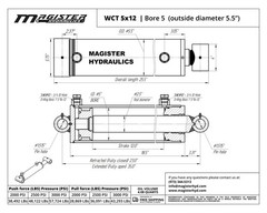 Hydraulic Cylinder Welded Double Acting 5″ Bore 12″ Stroke Cross Tube 5×12 NEW