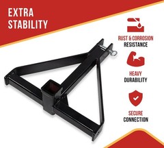 3 Point 2″ Receiver Trailer Hitch – Draw Bar Adapter Category 1 Tractor Tow