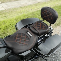 Rider Seat Sissy Bar Trunk Pad Brown Stitch 09-20 Touring Road King Street Glide