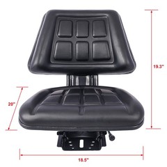 Compact Tractor Seat with Backrest, Steel Frame, PVC Cover, Slide Track Repla…