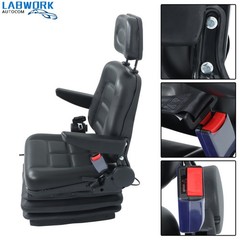Suspension Adjustable Forklift & Tractor Seat Backrest Armrest Safety Belt