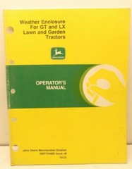 John Deere Weather Enclosure GT LX Lawn Tractor Operator Manual English & French