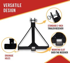 3 Point 2″ Receiver Trailer Hitch – Draw Bar Adapter Category 1 Tractor Tow