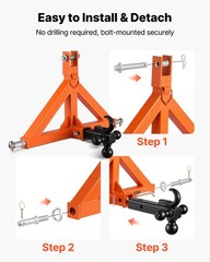 VEVOR 3 Point Trailer Hitch 2″ Receiver Tow Drawbar Category 1 Tractor 3 Balls