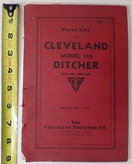 Vintage Parts List For Model 110 Cleveland Ditcher Series 4000 Only 1936
