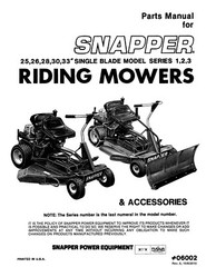 25 26 28 30 33in Riding Mowers Parts Manual Fits Snapper Series 1, 2, & 3 6002