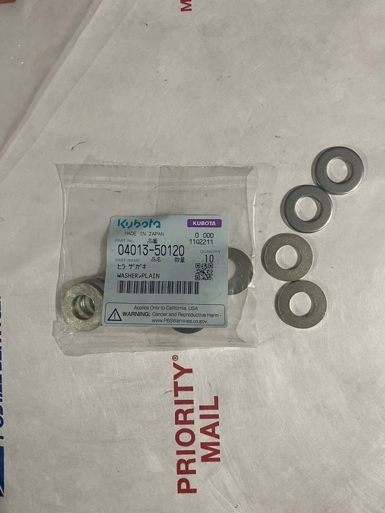Kubota 04013-50120 Flat Washer, Plain, 11Q2211, Made In Japan,