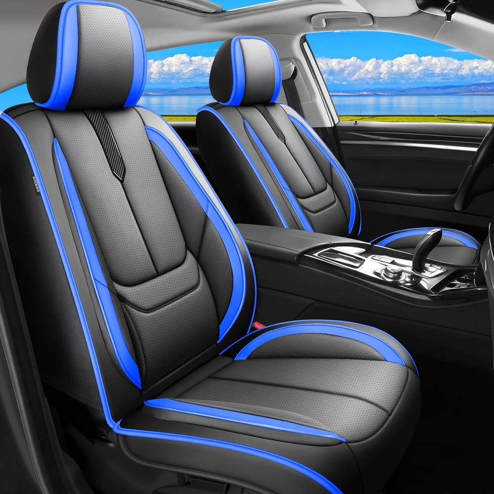 Car Seat Covers Chevy Cruze 2011-2019 Waterproof Leather Airbag Front Black Blue