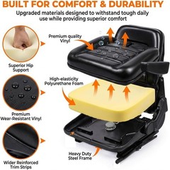 Universal Forklift Seat,Tractor Seat with Micro Switch,Armrest and Safety Belt,f
