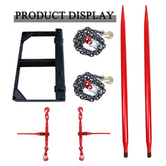 49″ Dual Hay Bale Spear, 3000lbs Load Capacity Skid Steer Loader Bucket Attachme
