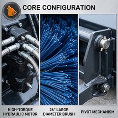Wolverine 72″ 25° Angle Broom Sweeper Hydraulic Skid Steer Loader Attachment