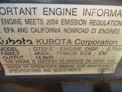 Used Kubota D722-E 3-Cyl Diesel Engine From Onan Generator, 14.9kw 5396hrs
