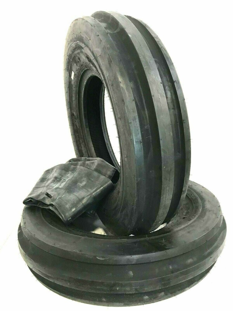 TWO 600-16 TRACTOR TIRES THREE RIB W/TUBES F2 TRI RIB 6.00 16 3 RIB