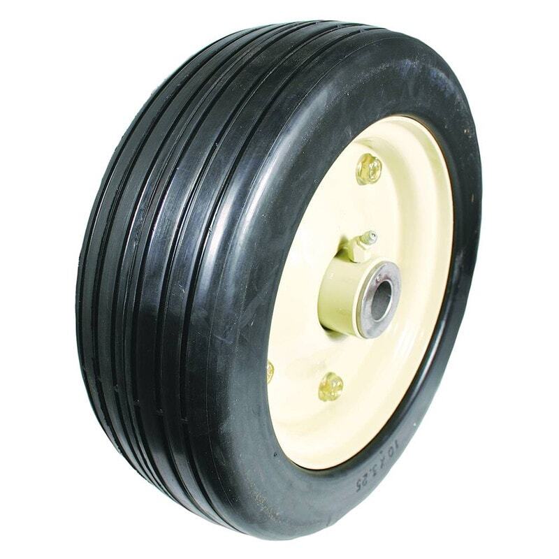 Pneumatic Wheel Assembly 10×3.25″ Steel Hub 3/8″ ID Bushing Grease Zerk
