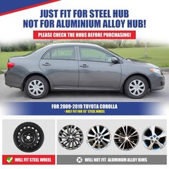 15 Inch Hubcaps ABS & PC Black Lacquer Set of 4 Fit 2009-2019 Toyota Corolla
