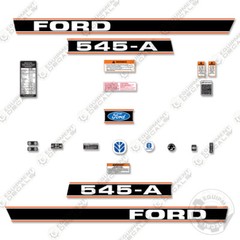 Fits Ford 545-A Decal Kit Tractor w/ Warning & Safety Modern Style