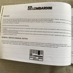Lombardini 9LD 561-2 561-2/L 625-2 Engine Operation Maintenance Manual OEM