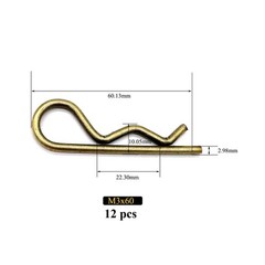 12 Pcs Heavy Duty Hitch Pins Clip R Clips Spring Bronze M3x60mm-12pcs,